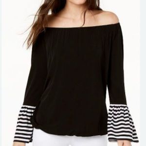 Michael Kors Tops | Michael
Kors Striped Bell Sleeve Black...